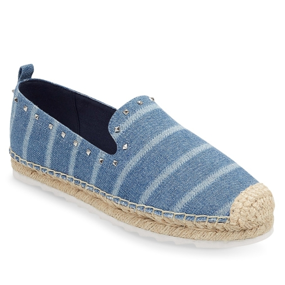 Marc Fisher Shoes - Marc Fisher studded striped denim espadrilles